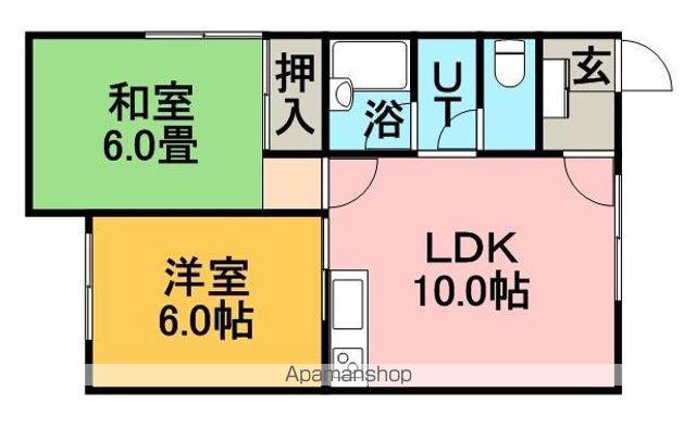 パールハイツ(2DK/1階)の間取り写真