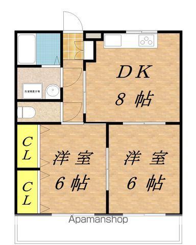 スカイマンション(2DK/1階)の間取り写真