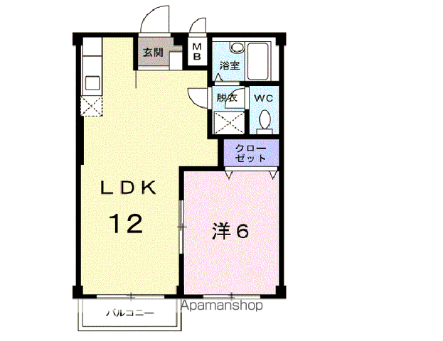 エルディム七福B(1LDK/2階)の間取り写真