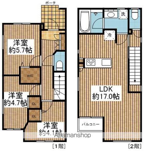 白新線 新潟駅 徒歩19分 2階建 築2年(3LDK)の間取り写真