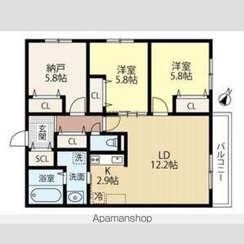 WELLBRIGHT朝日RESIDENCE(3LDK/2階)の間取り写真