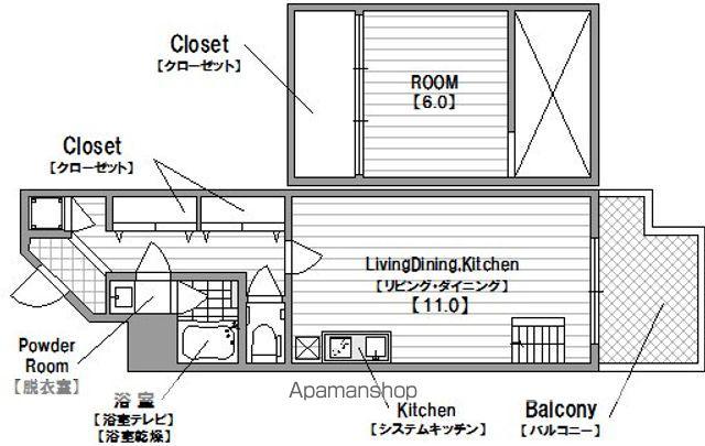 アンペルシュ(1LDK/8階)の間取り写真