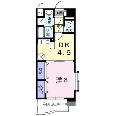 レルベ保田窪(1DK/3階)の間取り写真