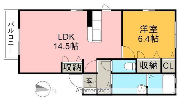 シャーメゾン・フレール D棟(1LDK/2階)の間取り写真
