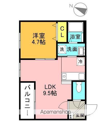 CREDIBLE(1LDK/1階)の間取り写真