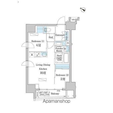 デュオフラッツ日本橋水天宮(2LDK/7階)の間取り写真