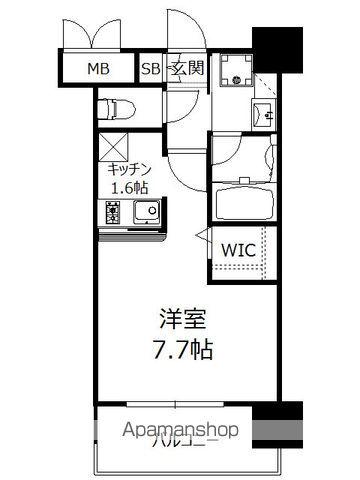 エンクレストベイ天神東Ⅱ(1K/11階)の間取り写真