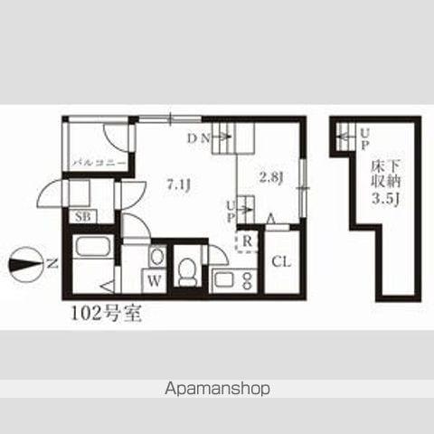 ハーモニーテラス山田西町(1DK/1階)の間取り写真