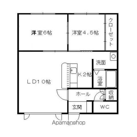 夕陽ヶ丘ハイツ(2LDK/1階)の間取り写真