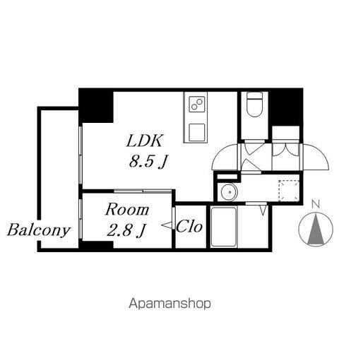 エスリード栄 THE PARK(1LDK/8階)の間取り写真