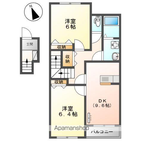 YUME KAWACHI I(2DK/2階)の間取り写真