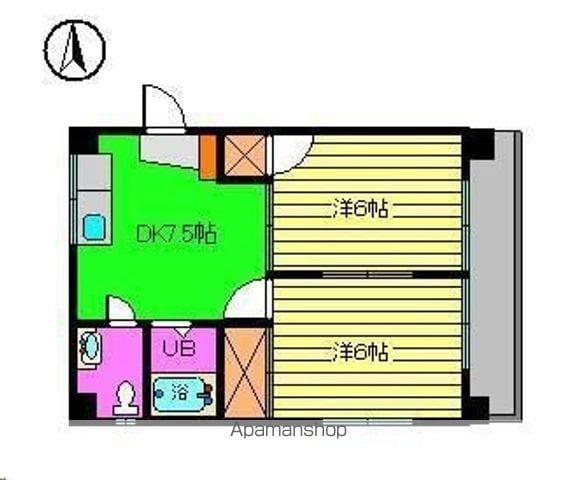 ペアハイツ小坂Ⅱ(2DK/4階)の間取り写真