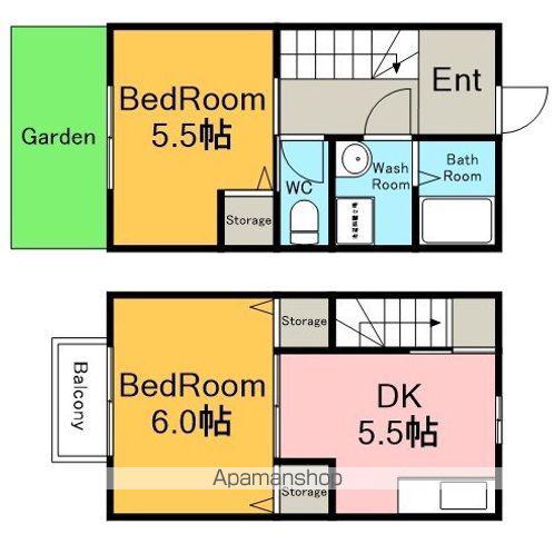サンフラワー林(2DK/2階)の間取り写真