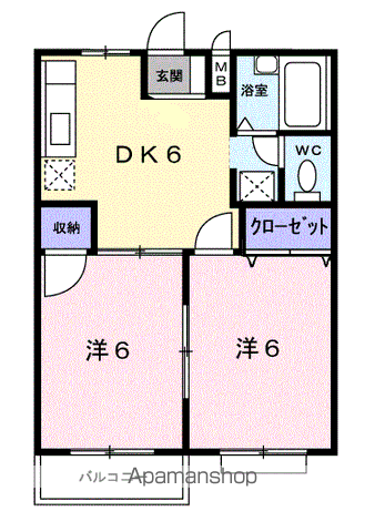 オーチャート10(2DK/2階)の間取り写真