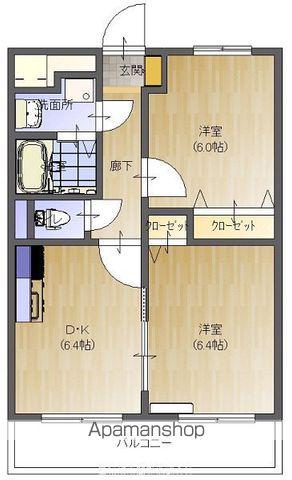 CHEZ-SOI TATSUMI Ⅲ(2DK/1階)の間取り写真