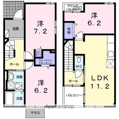 ウエスト・モイⅦ(3LDK/1階)の間取り写真