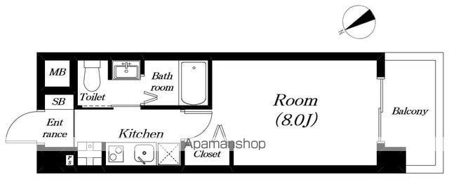 R-7COURT(1K/7階)の間取り写真