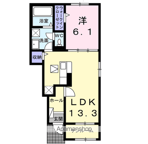 シエル ファミール(1LDK/1階)の間取り写真