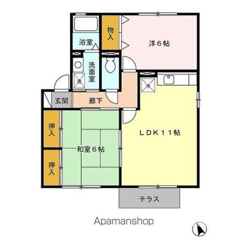 メゾンパークスⅡ(2LDK/1階)の間取り写真