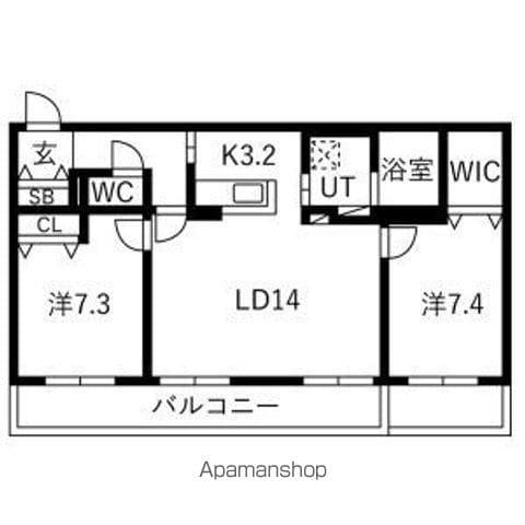 HOROHIRA BRIDGE RESIDENCE(2LDK/4階)の間取り写真
