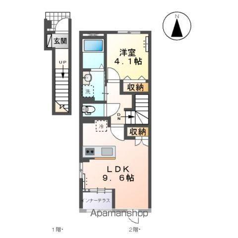 МS LUNA Ⅱ(1LDK/2階)の間取り写真