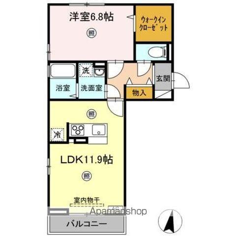 シャルール(1LDK/3階)の間取り写真