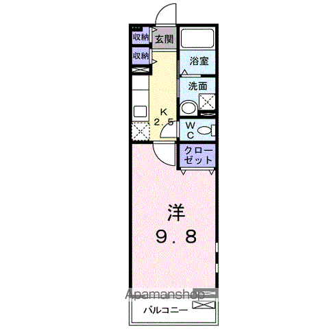 ファミールケイG(1K/2階)の間取り写真