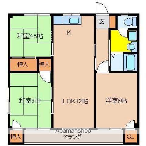 第三コーポ川越(3LDK/2階)の間取り写真