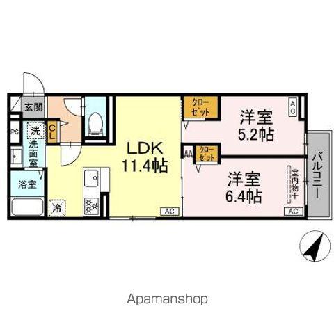 セレスティア白鷺II(2LDK/2階)の間取り写真