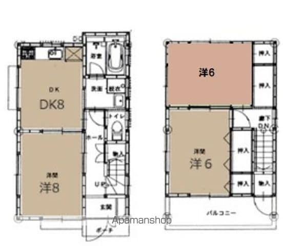 福塩線 湯田村駅 徒歩9分 2階建 築22年(3DK)の間取り写真