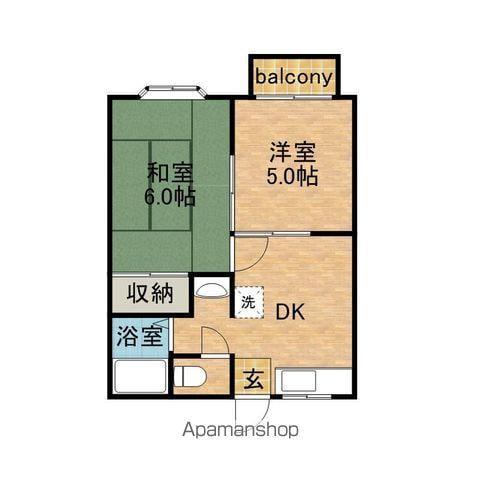 ヤングハウス(2DK/1階)の間取り写真