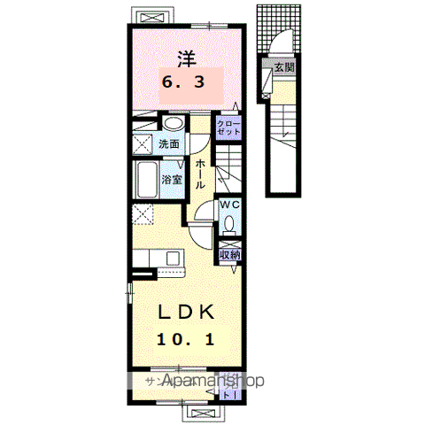 ボナール・アイリス(1LDK/2階)の間取り写真