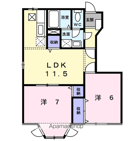 エスペランスⅡ(2LDK/1階)の間取り写真