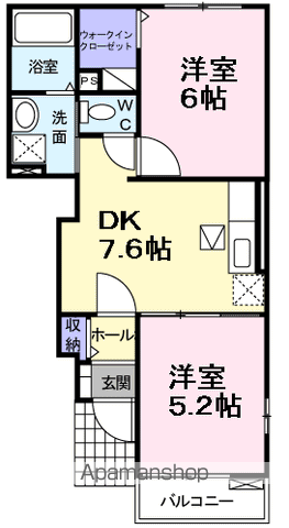 アニュー・グレイスⅡ(2DK/1階)の間取り写真