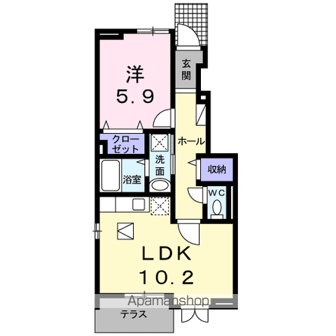 サン・アベニューB(1LDK/1階)の間取り写真