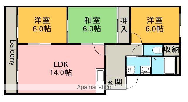ゲストハウス92(3LDK/2階)の間取り写真