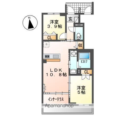 SUNELIN・LUPINUS(2LDK/1階)の間取り写真