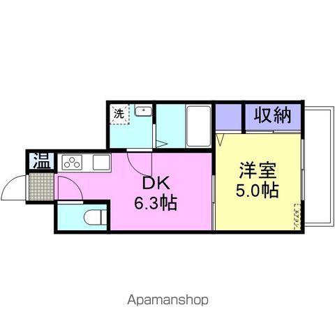 ロイヤルハイツ南(1DK/3階)の間取り写真