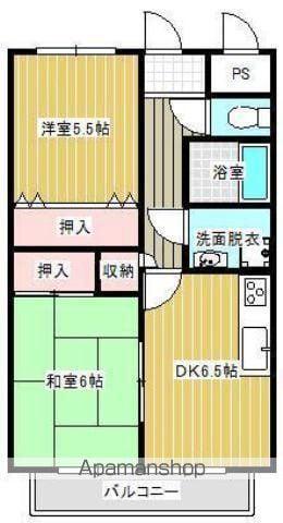 サンセール新居(2DK/2階)の間取り写真