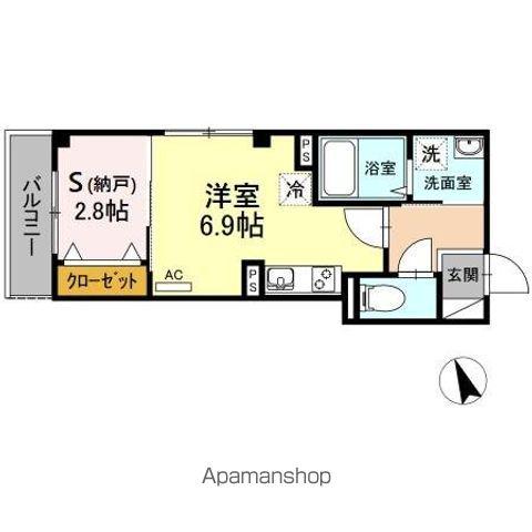 エテルノ幅下(ワンルーム/4階)の間取り写真