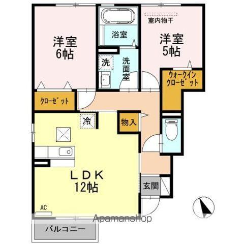 シャルムグレイスIIB棟(2LDK/1階)の間取り写真