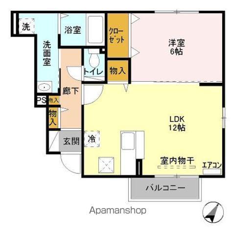 クリプトンB(1LDK/1階)の間取り写真