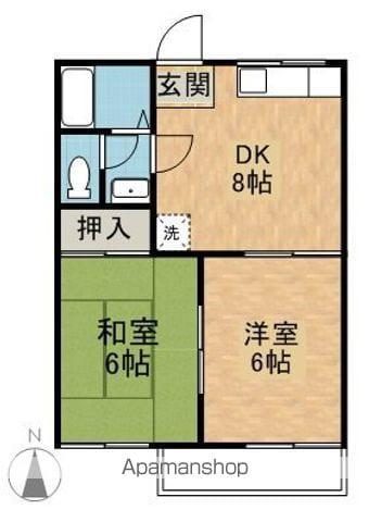 ロワイヤル本郷(2DK/2階)の間取り写真