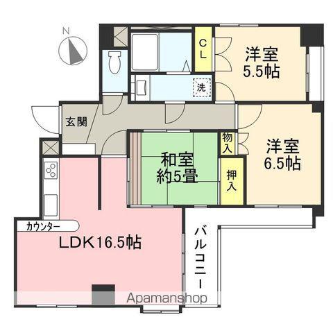 不二マンション(3LDK/8階)の間取り写真