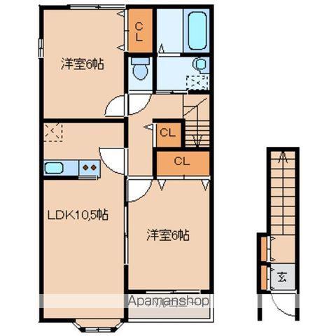 ロマイエⅡ(2LDK/2階)の間取り写真