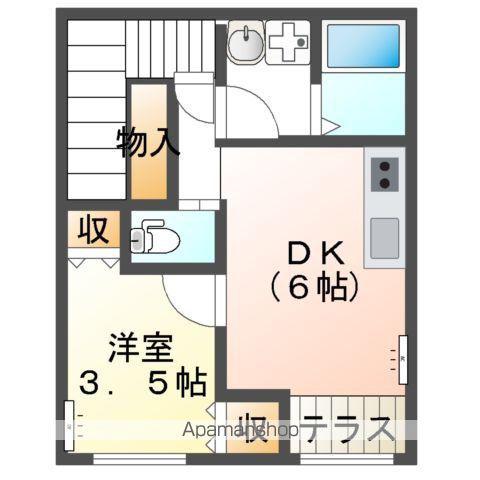 小田原1丁目(1DK/2階)の間取り写真