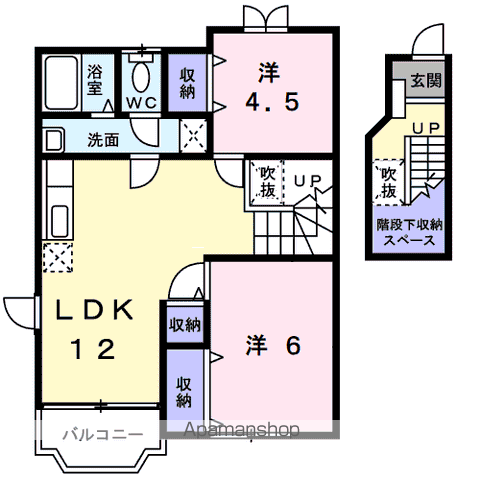 ラ・フレーズⅡ(2LDK/2階)の間取り写真