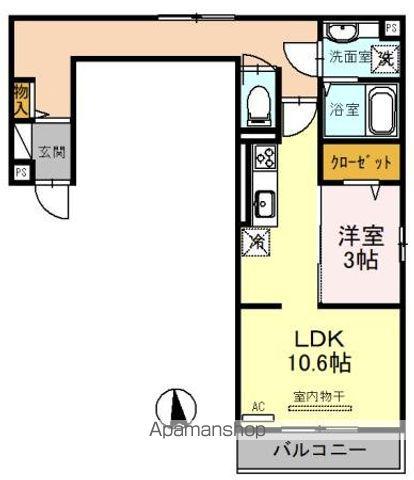 グラセフルⅢ(1LDK/2階)の間取り写真
