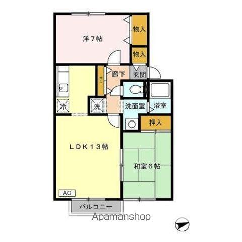 ヴェルドミール(2LDK/1階)の間取り写真