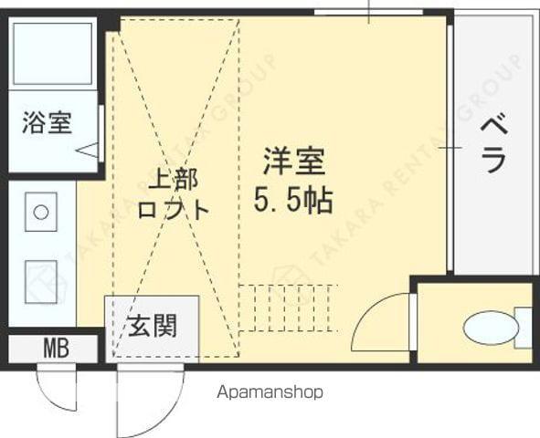 フォンタルファイブ花園(ワンルーム/3階)の間取り写真